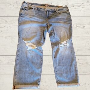 Torrid Boyfriend Straight Vintage Stretch Jeans - Distressed Ripped Knee Sz 26